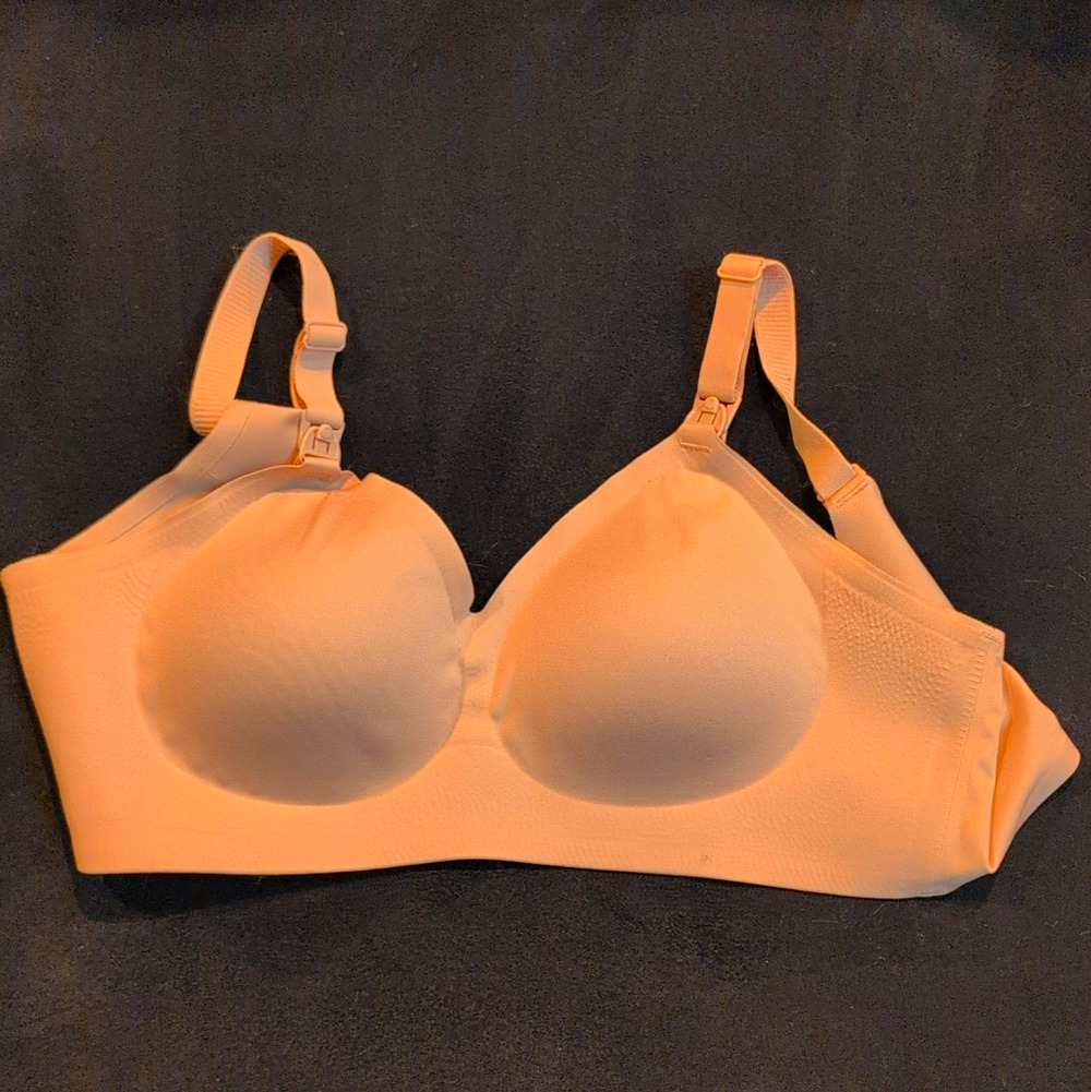 Momcozy Seamless Wireless Bralette Bra Hook & Eye Back Closure Stretch Beige L